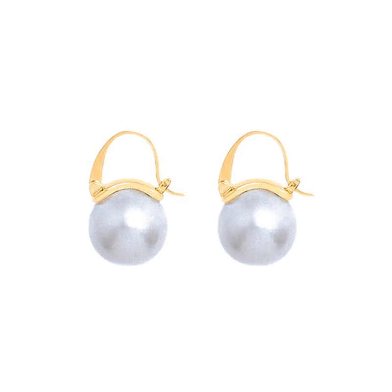 Bold Gray Pearl Hoops