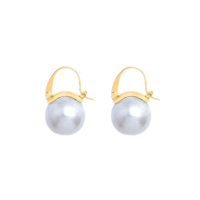 Bold Gray Pearl Hoops