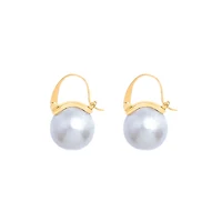 Bold Gray Pearl Hoops