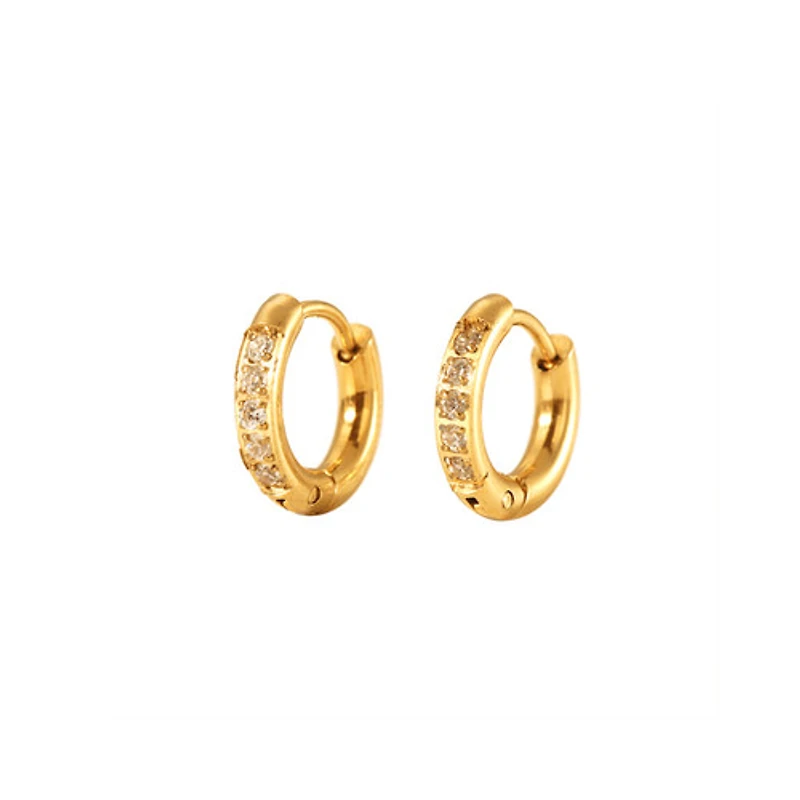 White Lined Gem Hoops