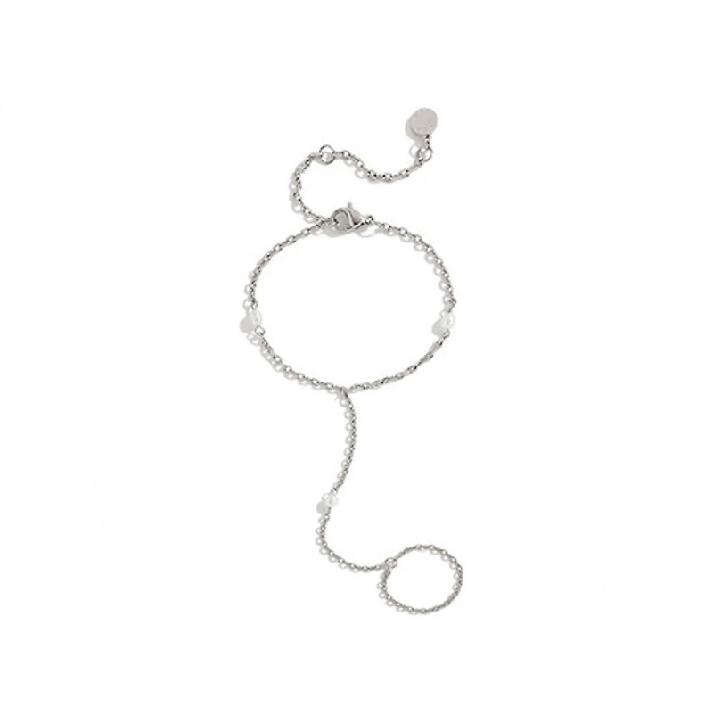 Steel Pearl Connected Ring Bracelet