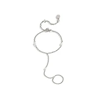 Steel Pearl Connected Ring Bracelet