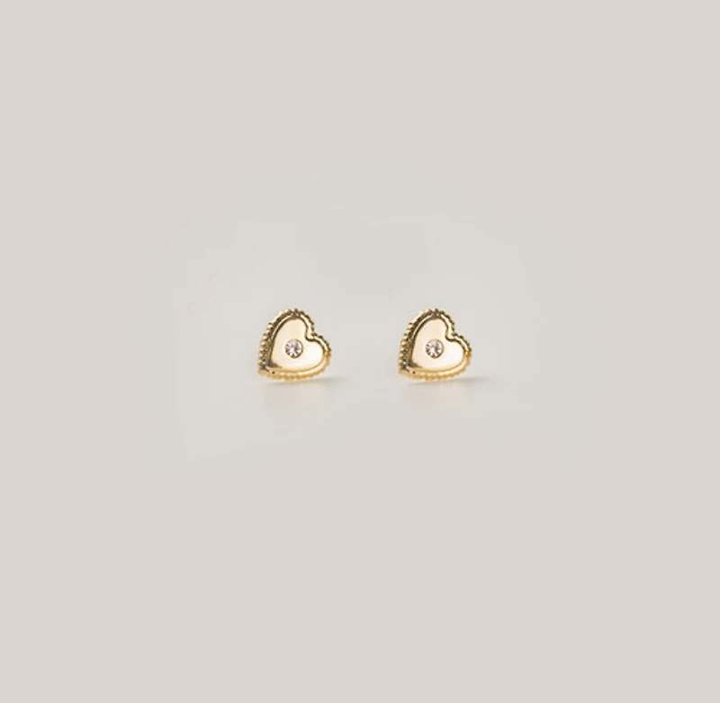 Gem Centered Heart Studs