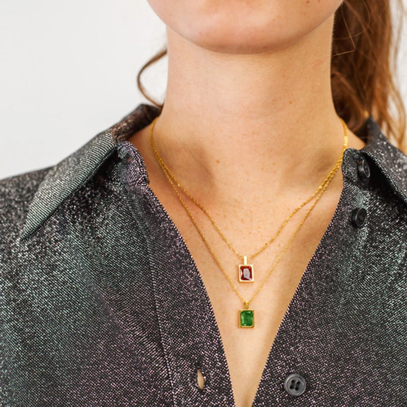 Rectangular Green Gem Necklace