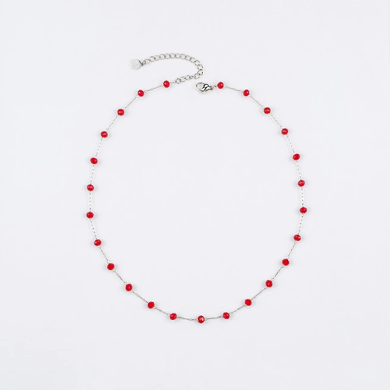 Steel Red Agate Chain Necklace