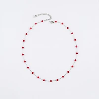 Steel Red Agate Chain Necklace