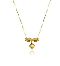 Dangle Heart Bow Necklace