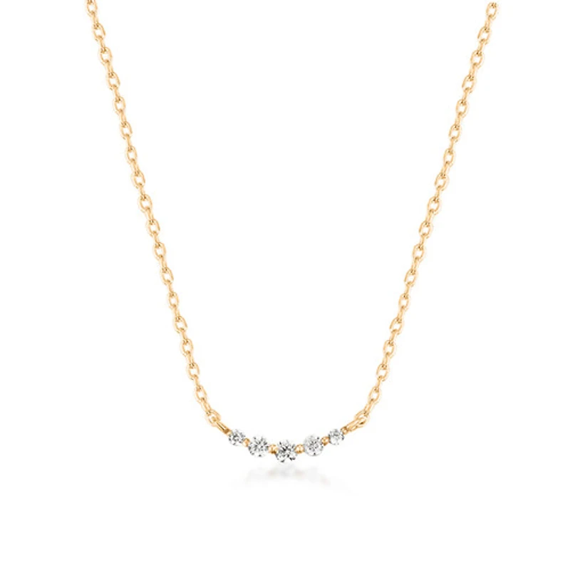 Curved Diamond Bar Necklace