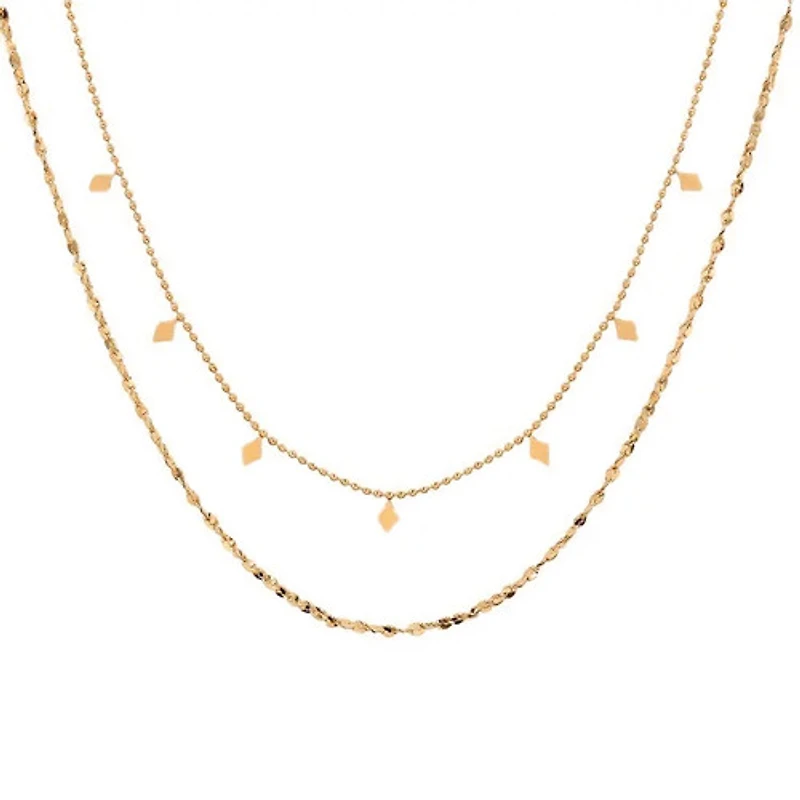 Layered Rhombus Charm Necklace
