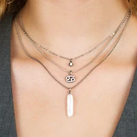 Steel Stick Baroque Pearl Necklace