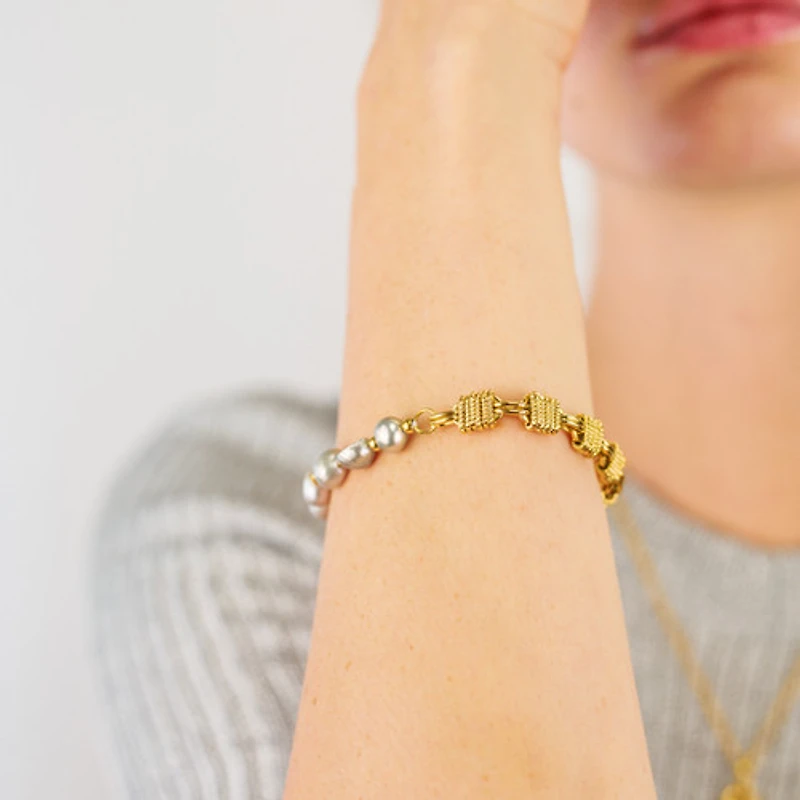 Gray Pearl Asymmetrical Bracelet