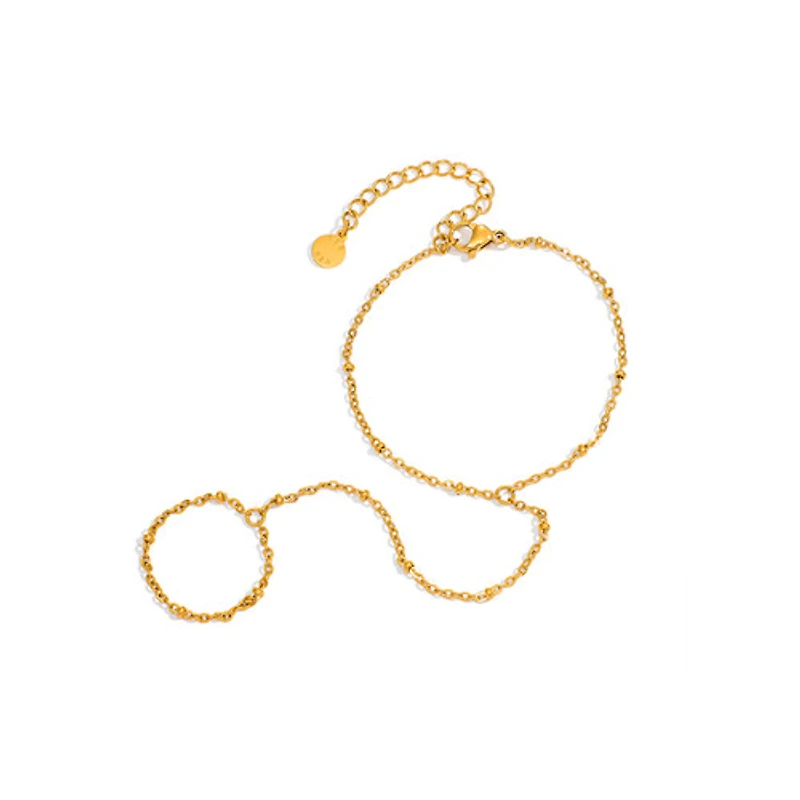 Gold Dotted Connected Ring Bracelet