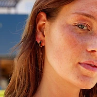 Black Gem on Enamel Hoops