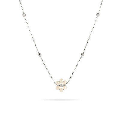 Steel Pearl Flower Necklace