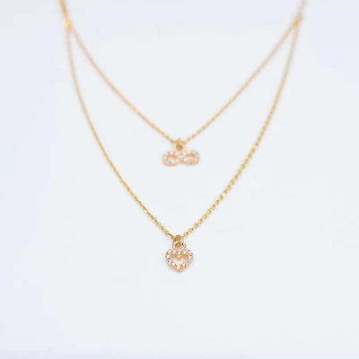 Dual Layer Infinity and Heart Necklace