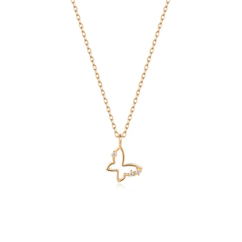 14k Hollow Butterfly Diamond Necklace