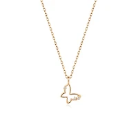 14k Hollow Butterfly Diamond Necklace
