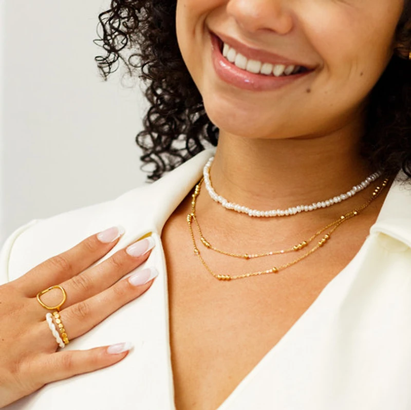 Thin Beaded Dual Layer Necklace