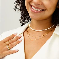 Thin Beaded Dual Layer Necklace