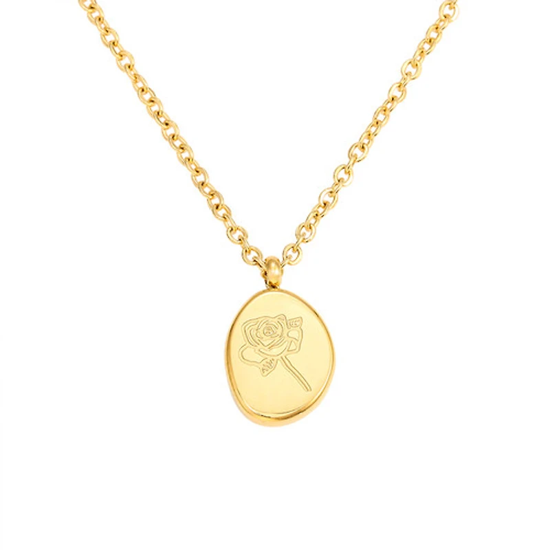 Gold Stone Birth Flower Necklace