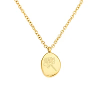 Gold Stone Birth Flower Necklace
