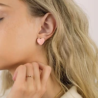 Pink Enamel Heart Hoops