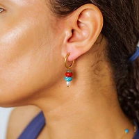 Red Mixed Stone Hoops