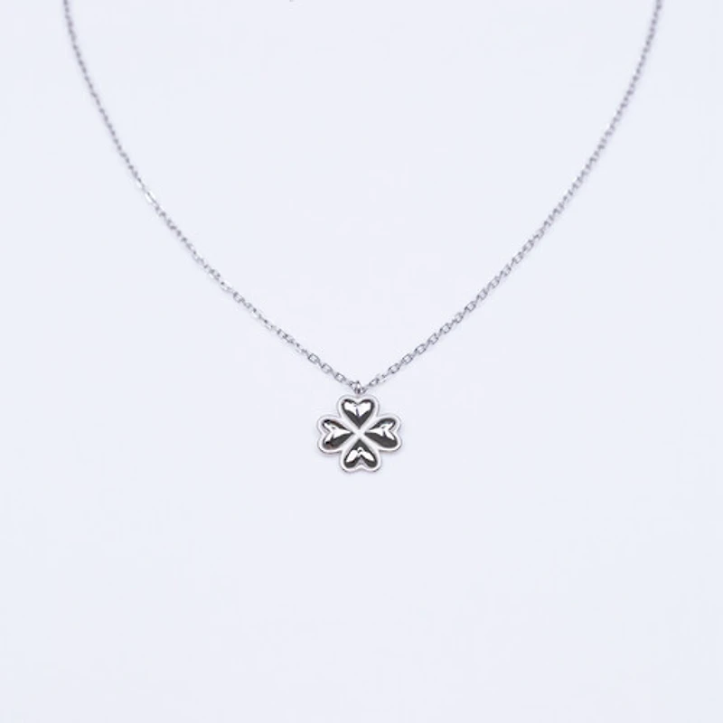 Steel Four Leaf Clover Necklace