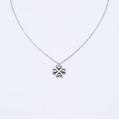 Steel Four Leaf Clover Necklace