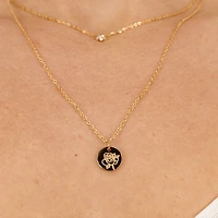 Coined Birth Flower Necklace