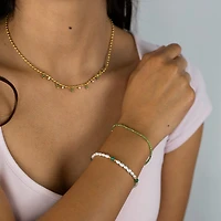Green Beads & Gem Chain Necklace