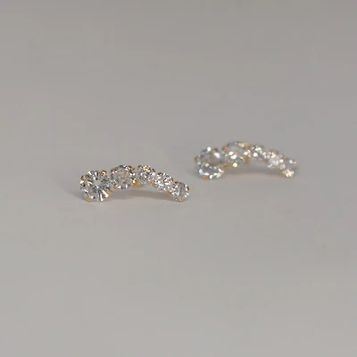 14k 5 Gems Lined Studs