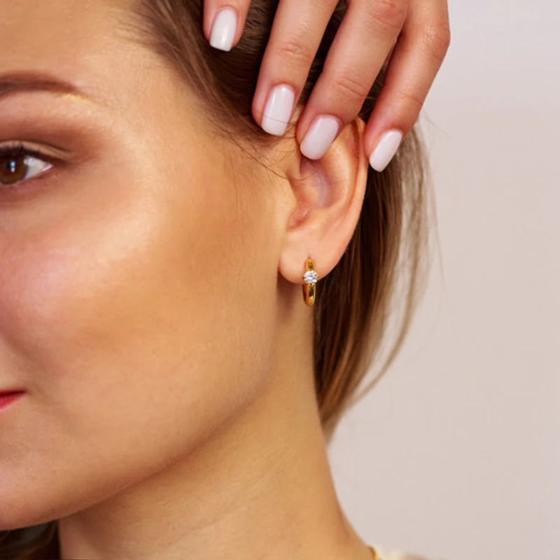 Round Gem Small Hoops