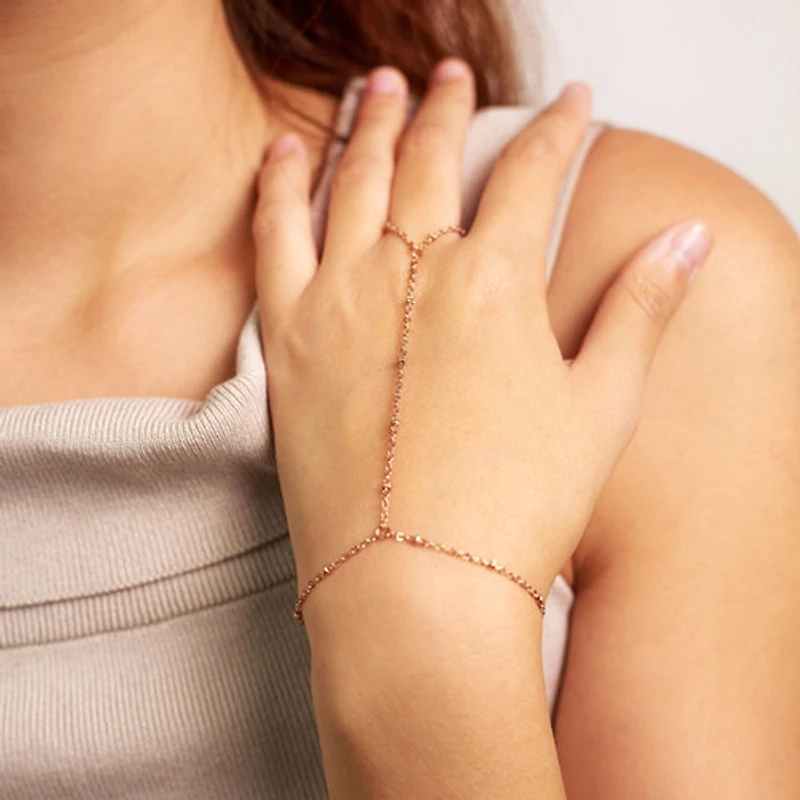 Rose Gold Dotted Connected Ring Bracelet