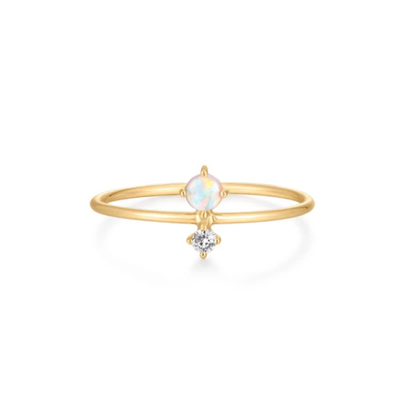 Diamond Opal Twins Ring