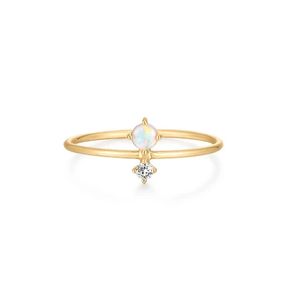 Diamond Opal Twins Ring