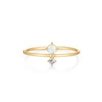 Diamond Opal Twins Ring