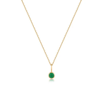 14k Solid Gold Emerald Pendant Necklace