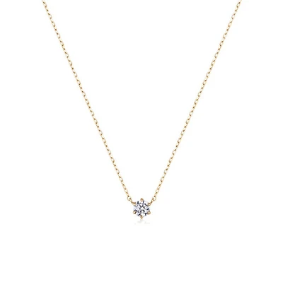 14k Solid Gold Single Diamond Pendant Necklace
