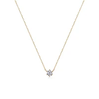 14k Solid Gold Single Diamond Pendant Necklace
