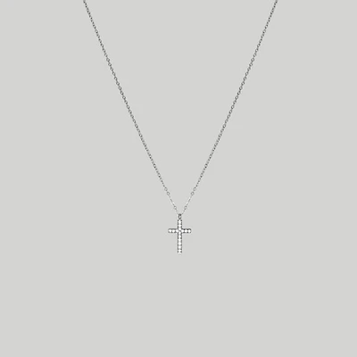 Steel Gemmed Cross Necklace