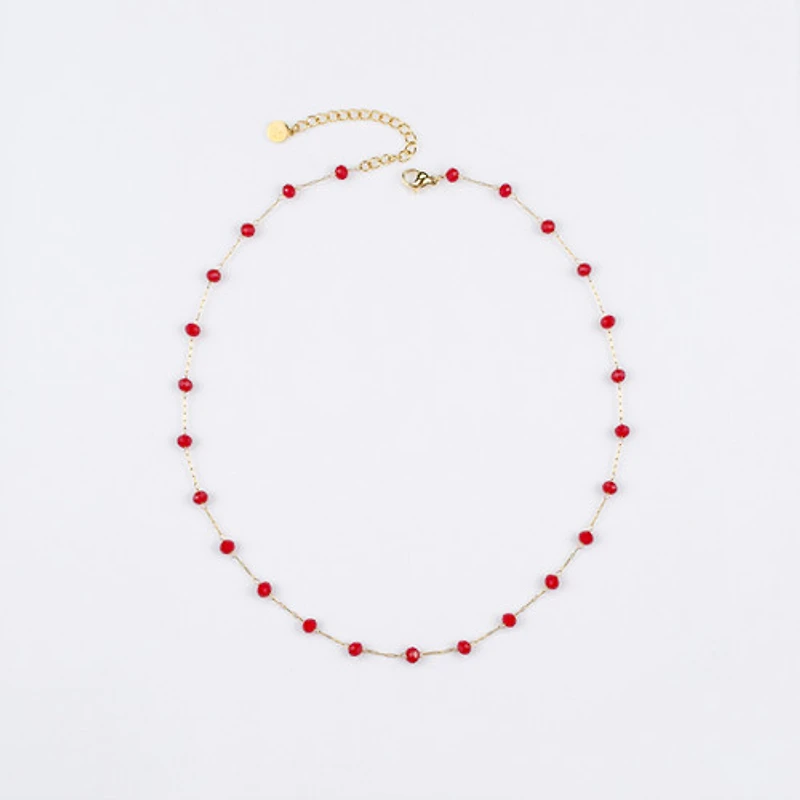 Gold Red Agate Chain Necklace