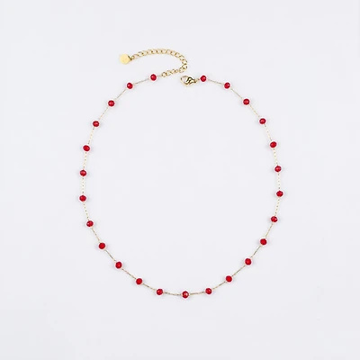 Gold Red Agate Chain Necklace