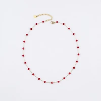 Gold Red Agate Chain Necklace