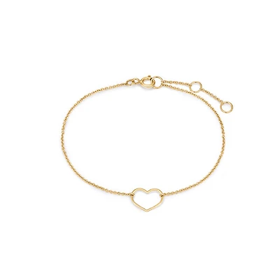 14k Solid Gold Heart Bracelet