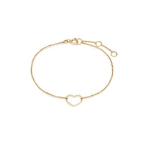 14k Solid Gold Heart Bracelet