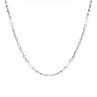 Steel Thin Pearl Chain Necklace