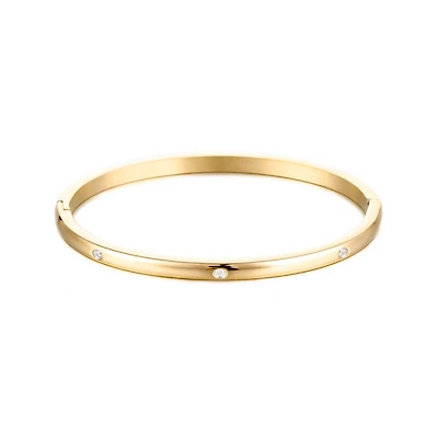 Round Edge Gem Bangle Bracelet