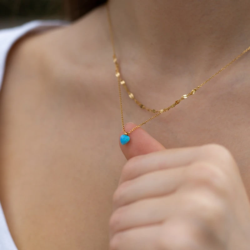 Layered Blue Heart Necklace