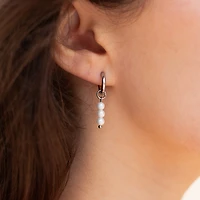 Steel Pearl Charm Hoops